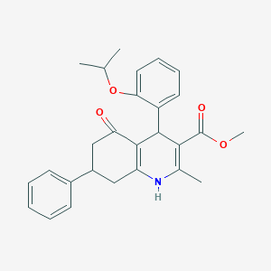molecular formula C27H29NO4 B4959124 Methyl 2-methyl-5-oxo-7-phenyl-4-[2-(propan-2-yloxy)phenyl]-1,4,5,6,7,8-hexahydroquinoline-3-carboxylate 