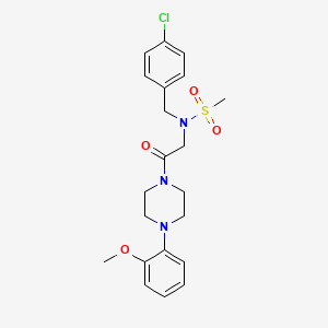 molecular formula C21H26ClN3O4S B4959170 N-[(4-CHLOROPHENYL)METHYL]-N-{2-[4-(2-METHOXYPHENYL)PIPERAZIN-1-YL]-2-OXOETHYL}METHANESULFONAMIDE 