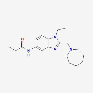 molecular formula C19H28N4O B4959209 N-{2-[(Azepan-1-YL)methyl]-1-ethyl-1H-1,3-benzodiazol-5-YL}propanamide 