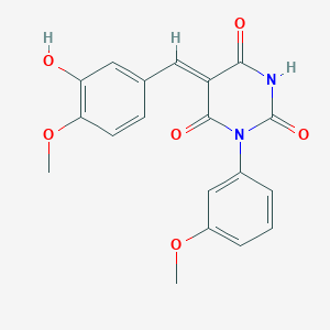 molecular formula C19H16N2O6 B4959265 (5Z)-5-[(3-hydroxy-4-methoxyphenyl)methylidene]-1-(3-methoxyphenyl)-1,3-diazinane-2,4,6-trione 