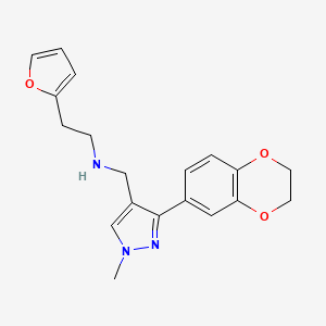 molecular formula C19H21N3O3 B4959273 N-[[3-(2,3-dihydro-1,4-benzodioxin-6-yl)-1-methylpyrazol-4-yl]methyl]-2-(furan-2-yl)ethanamine 