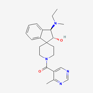 molecular formula C22H28N4O2 B4959280 [(1R,2R)-1-[ethyl(methyl)amino]-2-hydroxyspiro[1,2-dihydroindene-3,4'-piperidine]-1'-yl]-(4-methylpyrimidin-5-yl)methanone 