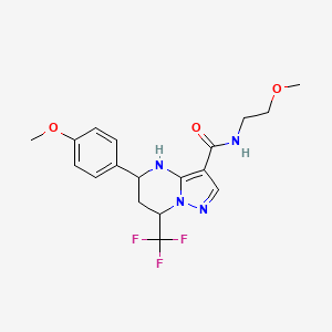 molecular formula C18H21F3N4O3 B4959324 N-(2-methoxyethyl)-5-(4-methoxyphenyl)-7-(trifluoromethyl)-4,5,6,7-tetrahydropyrazolo[1,5-a]pyrimidine-3-carboxamide 