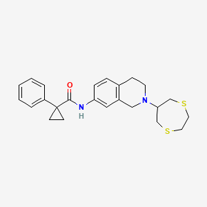 molecular formula C24H28N2OS2 B4959501 N-[2-(1,4-dithiepan-6-yl)-3,4-dihydro-1H-isoquinolin-7-yl]-1-phenylcyclopropane-1-carboxamide 