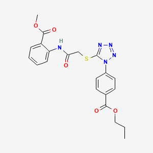 molecular formula C21H21N5O5S B4959507 PROPYL 4-{5-[({[2-(METHOXYCARBONYL)PHENYL]CARBAMOYL}METHYL)SULFANYL]-1H-1,2,3,4-TETRAZOL-1-YL}BENZOATE 