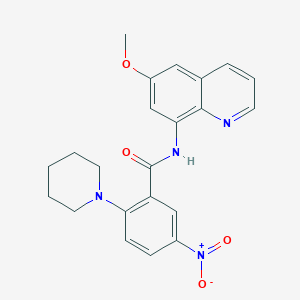 molecular formula C22H22N4O4 B4959550 N-(6-methoxyquinolin-8-yl)-5-nitro-2-(piperidin-1-yl)benzamide 