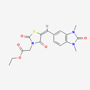 molecular formula C17H17N3O5S B4959857 ETHYL 2-[(5E)-5-[(1,3-DIMETHYL-2-OXO-2,3-DIHYDRO-1H-1,3-BENZODIAZOL-5-YL)METHYLIDENE]-2,4-DIOXO-1,3-THIAZOLIDIN-3-YL]ACETATE 