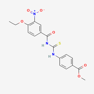molecular formula C18H17N3O6S B4959886 Methyl 4-({[(4-ethoxy-3-nitrophenyl)carbonyl]carbamothioyl}amino)benzoate 