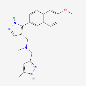 molecular formula C21H23N5O B4959968 N-[[5-(6-methoxynaphthalen-2-yl)-1H-pyrazol-4-yl]methyl]-N-methyl-1-(5-methyl-1H-pyrazol-3-yl)methanamine 