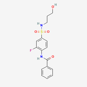 molecular formula C16H17FN2O4S B4960038 N-[2-fluoro-4-(3-hydroxypropylsulfamoyl)phenyl]benzamide 