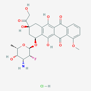 molecular formula C27H29ClFNO11 B049602 7(O)-(3-Amino-2,3,6-trideoxy-2-fluorotalopyranosyl)adriamycinone CAS No. 119288-23-2