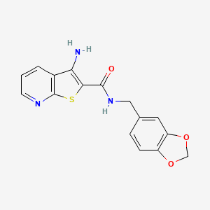 molecular formula C16H13N3O3S B4960211 3-AMINO-N-[(2H-1,3-BENZODIOXOL-5-YL)METHYL]THIENO[2,3-B]PYRIDINE-2-CARBOXAMIDE 