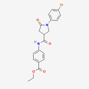 molecular formula C20H19BrN2O4 B4960358 Ethyl 4-({[1-(4-bromophenyl)-5-oxopyrrolidin-3-yl]carbonyl}amino)benzoate 