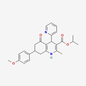 molecular formula C26H28N2O4 B4960469 Propan-2-yl 7-(4-methoxyphenyl)-2-methyl-5-oxo-4-(pyridin-2-yl)-1,4,5,6,7,8-hexahydroquinoline-3-carboxylate 