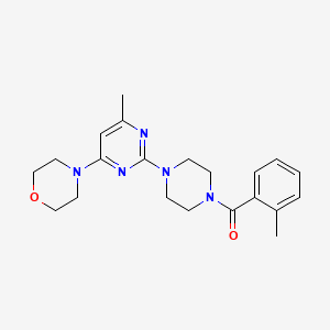 molecular formula C21H27N5O2 B4960507 4-{6-Methyl-2-[4-(2-methylbenzoyl)piperazin-1-yl]pyrimidin-4-yl}morpholine 