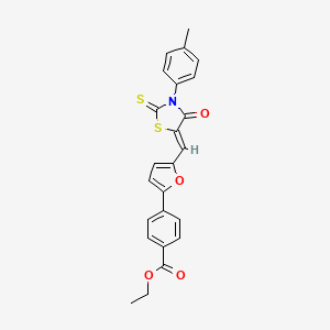molecular formula C24H19NO4S2 B4960524 ethyl 4-(5-{(Z)-[3-(4-methylphenyl)-4-oxo-2-thioxo-1,3-thiazolidin-5-ylidene]methyl}furan-2-yl)benzoate 