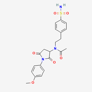 molecular formula C21H23N3O6S B4960602 N-[1-(4-methoxyphenyl)-2,5-dioxopyrrolidin-3-yl]-N-[2-(4-sulfamoylphenyl)ethyl]acetamide 