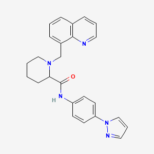 molecular formula C25H25N5O B4960685 N-(4-pyrazol-1-ylphenyl)-1-(quinolin-8-ylmethyl)piperidine-2-carboxamide 