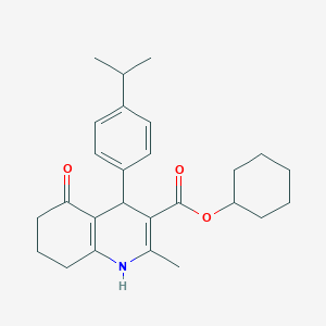 molecular formula C26H33NO3 B4960716 Cyclohexyl 2-methyl-5-oxo-4-[4-(propan-2-yl)phenyl]-1,4,5,6,7,8-hexahydroquinoline-3-carboxylate 
