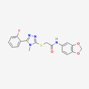 molecular formula C18H15FN4O3S B4961084 N-(1,3-benzodioxol-5-yl)-2-{[5-(2-fluorophenyl)-4-methyl-4H-1,2,4-triazol-3-yl]sulfanyl}acetamide 