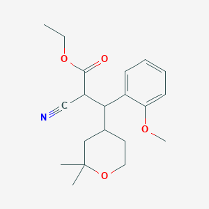 molecular formula C20H27NO4 B4961086 ethyl 2-cyano-3-(2,2-dimethyloxan-4-yl)-3-(2-methoxyphenyl)propanoate 