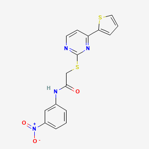 molecular formula C16H12N4O3S2 B4961212 N~1~-(3-NITROPHENYL)-2-{[4-(2-THIENYL)-2-PYRIMIDINYL]SULFANYL}ACETAMIDE 