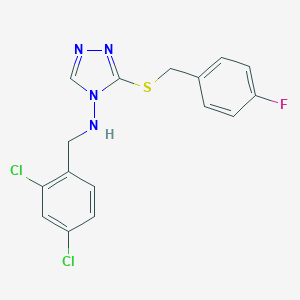 molecular formula C16H13Cl2FN4S B496130 N-(2,4-dichlorobenzyl)-N-{3-[(4-fluorobenzyl)sulfanyl]-4H-1,2,4-triazol-4-yl}amine 