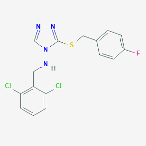 molecular formula C16H13Cl2FN4S B496131 N-(2,6-dichlorobenzyl)-N-{3-[(4-fluorobenzyl)sulfanyl]-4H-1,2,4-triazol-4-yl}amine 