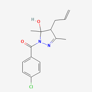 molecular formula C15H17ClN2O2 B4961663 (4-allyl-5-hydroxy-3,5-dimethyl-4,5-dihydro-1H-pyrazol-1-yl)(4-chlorophenyl)methanone 