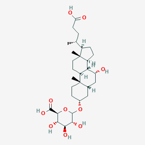 molecular formula C₃₀H₄₈O₁₀ B049617 (3a,5b,7a)-23-Carboxy-7-hydroxy-24-norcholan-3-yl-b-D-Glucopyranosiduronic acid CAS No. 58814-71-4