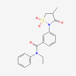 molecular formula C19H20N2O4S B4961736 N-ethyl-3-(4-methyl-1,1,3-trioxo-1,2-thiazolidin-2-yl)-N-phenylbenzamide 