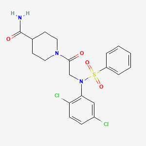 molecular formula C20H21Cl2N3O4S B4961992 1-[2-[N-(benzenesulfonyl)-2,5-dichloroanilino]acetyl]piperidine-4-carboxamide 
