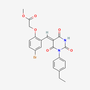 molecular formula C22H19BrN2O6 B4962124 methyl (4-bromo-2-{(Z)-[1-(4-ethylphenyl)-2,4,6-trioxotetrahydropyrimidin-5(2H)-ylidene]methyl}phenoxy)acetate 