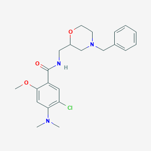 molecular formula C22H28ClN3O3 B049625 N-((4-Benzyl-2-morpholinyl)methyl)-5-chloro-4-(dimethylamino)-2-methoxybenzamide CAS No. 112885-55-9