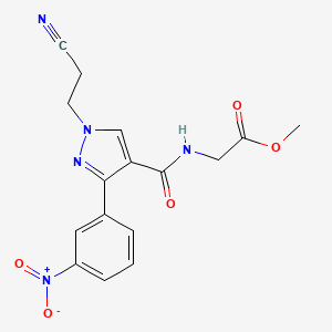 molecular formula C16H15N5O5 B4962513 Methyl 2-[[1-(2-cyanoethyl)-3-(3-nitrophenyl)pyrazole-4-carbonyl]amino]acetate 
