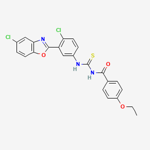molecular formula C23H17Cl2N3O3S B4962562 N-{[4-chloro-3-(5-chloro-1,3-benzoxazol-2-yl)phenyl]carbamothioyl}-4-ethoxybenzamide 