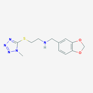 molecular formula C12H15N5O2S B496271 N-(1,3-benzodioxol-5-ylmethyl)-N-{2-[(1-methyl-1H-tetraazol-5-yl)sulfanyl]ethyl}amine 