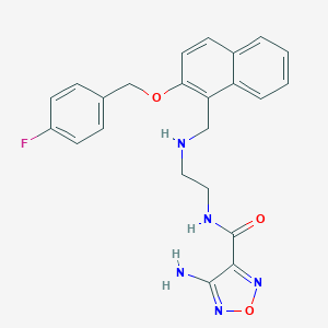 molecular formula C23H22FN5O3 B496281 4-AMINO-N-{2-[({2-[(4-FLUOROPHENYL)METHOXY]NAPHTHALEN-1-YL}METHYL)AMINO]ETHYL}-1,2,5-OXADIAZOLE-3-CARBOXAMIDE 