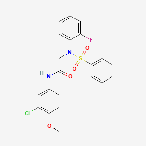 molecular formula C21H18ClFN2O4S B4962899 N~1~-(3-chloro-4-methoxyphenyl)-N~2~-(2-fluorophenyl)-N~2~-(phenylsulfonyl)glycinamide 