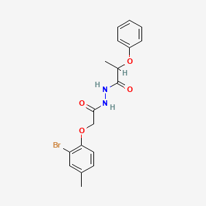molecular formula C18H19BrN2O4 B4963031 N'-[2-(2-bromo-4-methylphenoxy)acetyl]-2-phenoxypropanehydrazide 