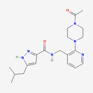molecular formula C20H28N6O2 B4963157 N-[[2-(4-acetylpiperazin-1-yl)pyridin-3-yl]methyl]-5-(2-methylpropyl)-1H-pyrazole-3-carboxamide 