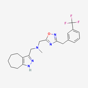 molecular formula C21H24F3N5O B4963497 1-(1,4,5,6,7,8-hexahydrocyclohepta[c]pyrazol-3-yl)-N-methyl-N-[[3-[[3-(trifluoromethyl)phenyl]methyl]-1,2,4-oxadiazol-5-yl]methyl]methanamine 
