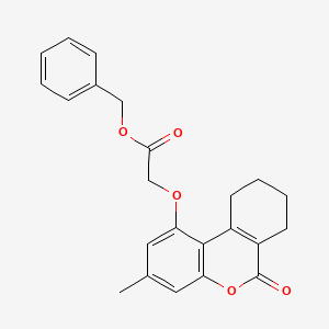 molecular formula C23H22O5 B4963521 BENZYL 2-({3-METHYL-6-OXO-6H,7H,8H,9H,10H-CYCLOHEXA[C]CHROMEN-1-YL}OXY)ACETATE 