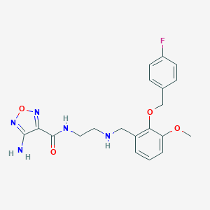 molecular formula C20H22FN5O4 B496360 4-AMINO-N-{2-[({2-[(4-FLUOROPHENYL)METHOXY]-3-METHOXYPHENYL}METHYL)AMINO]ETHYL}-1,2,5-OXADIAZOLE-3-CARBOXAMIDE 