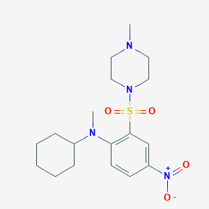 molecular formula C18H28N4O4S B4963798 N-cyclohexyl-N-methyl-2-(4-methylpiperazin-1-yl)sulfonyl-4-nitroaniline 