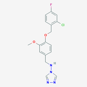 molecular formula C17H16ClFN4O2 B496380 N-{4-[(2-chloro-4-fluorobenzyl)oxy]-3-methoxybenzyl}-4H-1,2,4-triazol-4-amine 