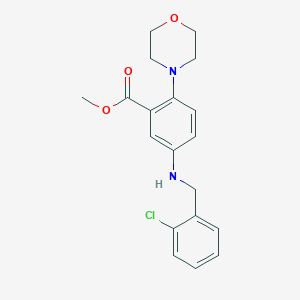 molecular formula C19H21ClN2O3 B496441 METHYL 5-{[(2-CHLOROPHENYL)METHYL]AMINO}-2-(MORPHOLIN-4-YL)BENZOATE 