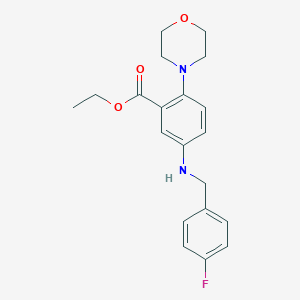 molecular formula C20H23FN2O3 B496443 Ethyl 5-[(4-fluorobenzyl)amino]-2-(4-morpholinyl)benzoate 