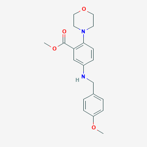 molecular formula C20H24N2O4 B496445 Methyl 5-[(4-methoxybenzyl)amino]-2-(4-morpholinyl)benzoate 