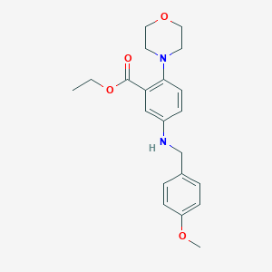 molecular formula C21H26N2O4 B496448 Ethyl 5-[(4-methoxybenzyl)amino]-2-(4-morpholinyl)benzoate 